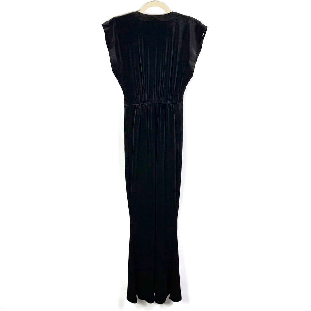 Norma Kamali V Neck Rectangle Gown Black Velvet Maxi Dress Sz XS - Picture 7 of 8